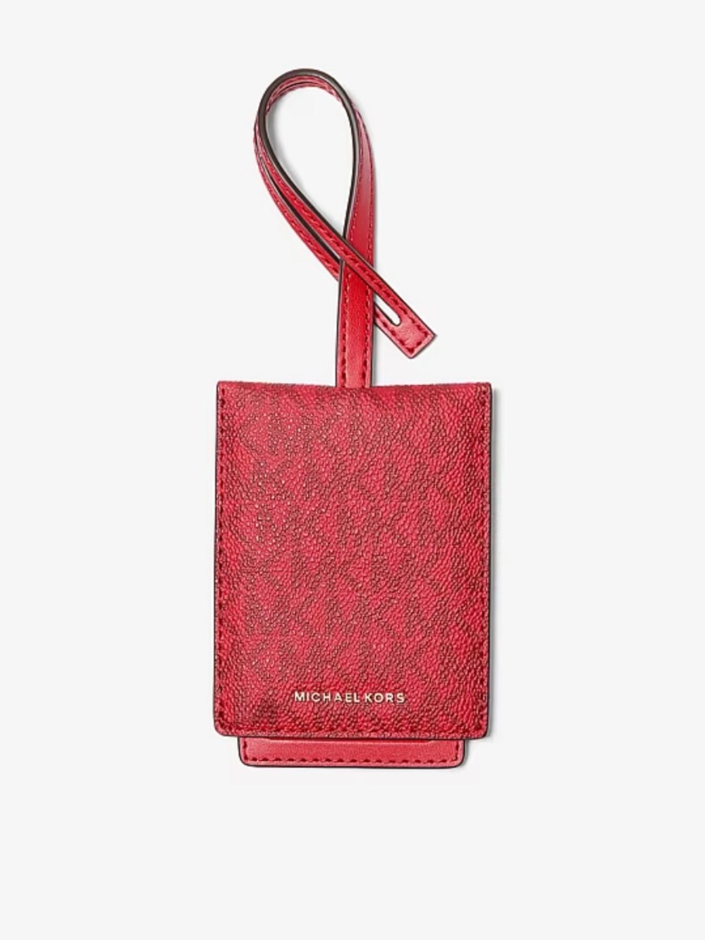 Michael Kors Red Leather Card & Key Holder Luggage Tag